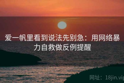 爱一帆里看到说法先别急：用网络暴力自救做反例提醒