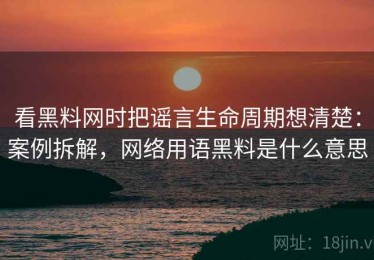 看黑料网时把谣言生命周期想清楚：案例拆解，网络用语黑料是什么意思