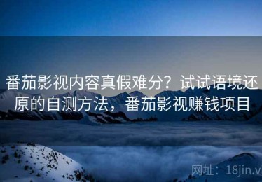 番茄影视内容真假难分？试试语境还原的自测方法，番茄影视赚钱项目