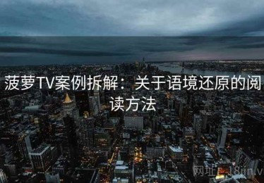 菠萝TV案例拆解：关于语境还原的阅读方法